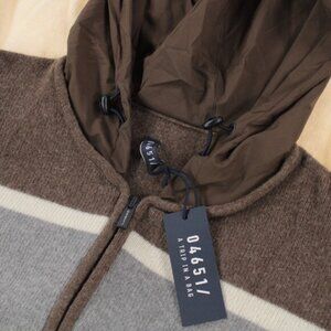 A Trip in a Bag NWT Wool Full Zip Hooded Sweater Size XL in Cream/Brown/Gray